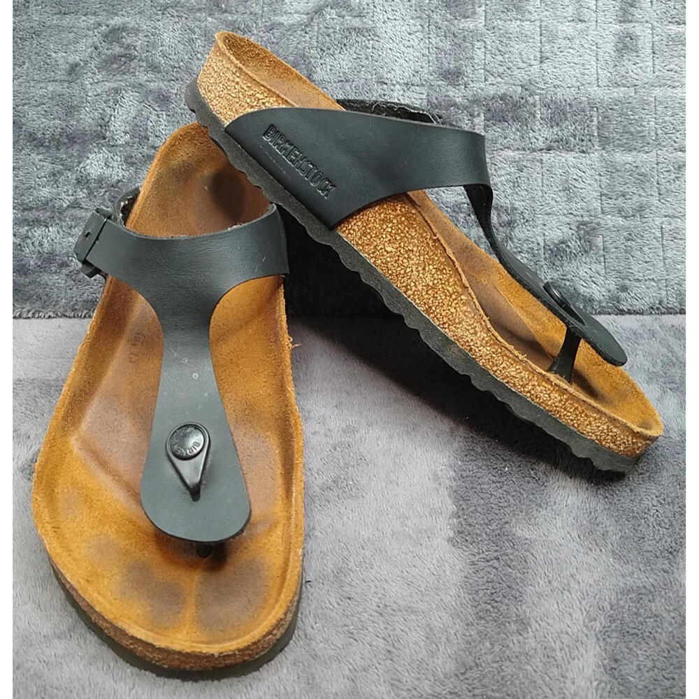 BIRKENSTOCK Gizeh Birko-Flor sandals in Black EUR 39 Women’s US 8 Excellent